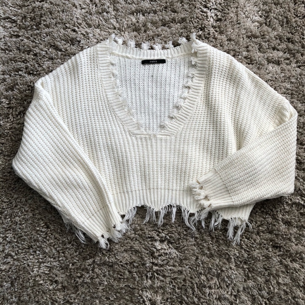 Crop Top Fringe Sweater
